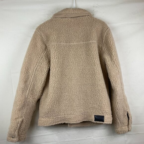 Hollister Womens M Sherpa Teddy Trucker Chunky Cozy Button Down Jacket Coat - Picture 7 of 8